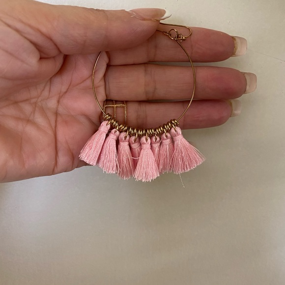 Tan Ravenna Tassel Hoop Earrings